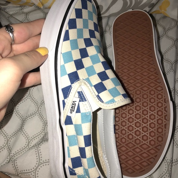 multi blue checkered vans